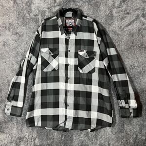 Dixxon Flannel Shirt Mens 4XL Black Gray Plaid Finish Line Long Sleeve Racing